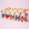 Adorable koala keychains with colorful rhinestone outfits and shiny gold-tone metal rings - Random Color