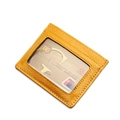Orange RFID leather card holder with litchi texture and transparent ID window - KB33 Single Window / Yellow