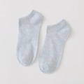 Solid light blue heather low cut cotton boat socks with ribbed cuffs for women - Standard Type / Blue Gold