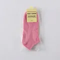 Low-cut pink cotton blend foot cover socks in retail packaging with hanging tag - One Size / Red