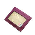 Slim purple pebble leather card holder with multiple slots and transparent window - KB33 Single Window / Purple