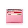 Pink lychee texture leather RFID card holder with three functional card slots - KB31 Multi-slot / Pink