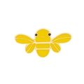 Detailed close-up of a creative cartoon honey bee enamel brooch with yellow finish - Unique Cartoon Yellow Bee (C1257)