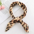 Leopard print brown silk satin square neckerchief tied for women accessories - 50*50CM / FX-57 Leopard Brown