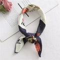 Elegant beige and navy silk neckerchief with cartoon bunny and heart patterns - 50*50CM / FX-52 Olive Navy