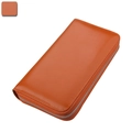 Long orange genuine leather accordion wallet with RFID protection and zip closure - Orange