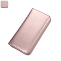 Rose gold accordion leather card holder with litchi texture and secure RFID blocking - Rose Gold