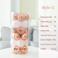 Set di 24 palline di Natale da 6 cm oro rosa e bianco in confezione cilindrica - Stile 11-Oro Rosa/Bianco (6cm)