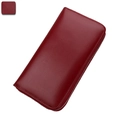 Long leather RFID card wallet in burgundy with premium lychee texture and zipper - Burgundy