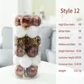 Set di palline di Natale marroni e bianche con finiture glitter e opache in tubo trasparente - Stile 12-Marrone/Bianco (6cm)