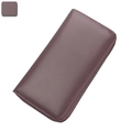 Long genuine leather RFID blocking wallet in deep purple with zipper closure - Taro Purple