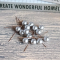 Perlmuttfarbene silberne 15mm Kunstbeeren am braunen Draht für DIY Weihnachtsbaum Deko - 12mm Silber