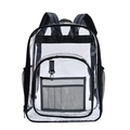 Transparent PVC backpack with black nylon trim and functional mesh side pockets - Large / Black