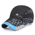 Outdoor sport baseball cap in black and light blue with quick-dry breathable fabric - Adjustable / Black