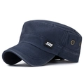 Berretto cadet in cotone lavato blu navy con etichetta SMS e occhielli in bronzo - Blu Notte