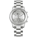 Klassische silberne Geneva Quarzuhr mit drei Zifferblättern und Metallarmband auf Weiß - Silber