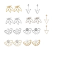 8-piece fashion earring set in gold, silver and rose gold with lotus and pearl details - 9 Pairs Set As Shown