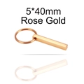 Portachiavi minimalista in acciaio inox oro rosa 5x40mm con finitura a specchio lucida - Anello da 25MM / Barra 5*40MM / Oro rosa