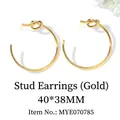 Golden knot design large hoop earrings in polished finish measuring 40x38mm - MYE070785 Knotted Round / 40*38mm / Gold