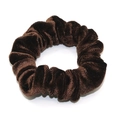 Elastic velvet scrunchie in deep chocolate brown color for women daily hair styling - Coffee