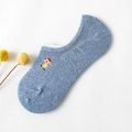 Light blue invisible sock with cute bear embroidery and non-slip silicone heel grip - Light Blue (Bear)