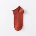 Men's low-cut cotton boat socks in rust red with ribbed knit texture and elastic cuff - Bare Socks / Brick Red
