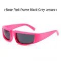 Sporty rose red outdoor sunglasses with dark grey lenses and a streamlined frame - Rose Red Frame Grey Lens