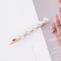 Detailed view of 7cm pearl hair clip with gold metal base and various pearl sizes - Large & Small Pearl Bobby Pin