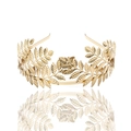 Elegant gold leaf bridal tiara in Greek laurel wreath style over white background - FG059 Gold Leaf Crown Headband