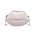 Petit sac à bandoulière blanc brillant en forme de lèvres avec chaîne dorée chic - Blanc