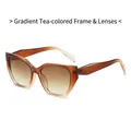 Occhiali da sole cat-eye con montura color tè sfumato e lenti marroni sfumate alla moda - Montatura Tè Lenti Tè Sfumate