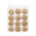 KZ001--12Pcs Medium Set Gold White Rhinestone
