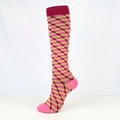 Elastic compression socks featuring retro pink and yellow geometric diagonal patterns - S/M / Pink Color Grain (Pink Yellow Red)