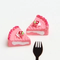 Detail of miniature pink strawberry resin cake slice for DIY crafts and dollhouse decor - Pink Strawberry Cake