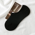Women's black cotton low cut invisible no-show socks with non-slip silicone grip - Black