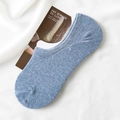 Light blue low-cut invisible cotton socks with non-slip reinforced cuff design - Light Blue