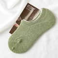 Breathable light green low cut cotton liner socks with anti-slip silicone heel grip - Light Green