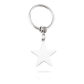 Close-up of polished stainless steel star pendant keychain on white background - Steel Color Pendant Steel Ring