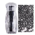 1.1mm dark grey micro rhinestones for nail art in a geometric crystal glass bottle - 3000pcs/Bottle / 5# Grey