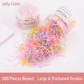 500 pièces d'élastiques à cheveux épais et colorés dans un pot en plastique - 500 Pcs (Grande Taille Épaissie/Pot) / Couleur Gelée