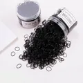 Pot de 2500 élastiques à cheveux noirs jetables pour filles en boîte plastique - 2500 Pcs (Petite Taille Régulière/Pot) / Noir Pur