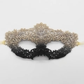 Elegant black and gold lace masquerade mask for Halloween parties and fancy dress events - Six-Petal Flower Style / Black Gold