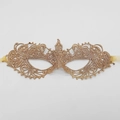 Maschera di pizzo dorato per Halloween e balli in maschera con lacci di nastro satinato - Stile Appuntito / Base Oro Zircone Colorato