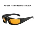 Lunettes de soleil sportives Y2K avec monture noire et verres jaunes vifs - Monture Noire Verres Jaunes