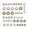 Mix of silver and bronze star charms for jewelry making featuring hexagram and pentagram designs - Random Style