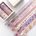 Set di 8 nastri Washi tape rosa e viola con motivi di luna e nuvole da sogno - Terra dei Sogni