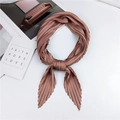 Pleated square neckerchief in dusty rose pink color with fine accordion fold texture - Lotus root pink