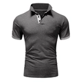 Detail eines dunkelgrauen Polo-Shirts mit hellgrauem Kontrastkragen und Rippbündchen - XL / Dunkelgrau mit Hellgrau