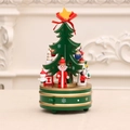 Boîte à musique rotative en sapin de Noël en bois avec ornements et étoile dorée - Vert