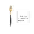 Modern gold brushed stainless steel 3-prong fruit fork with a slim black handle - Tea Fork / Black Gold